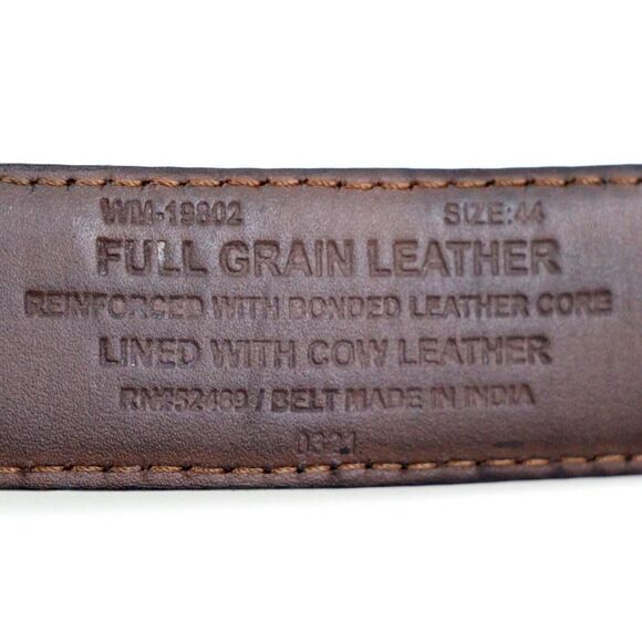 BLACK GENUINE LEATHER 1.25"Wd CASUAL DRESS MEN'S BELT Sz 44 (X48 - Picture 7 of 11